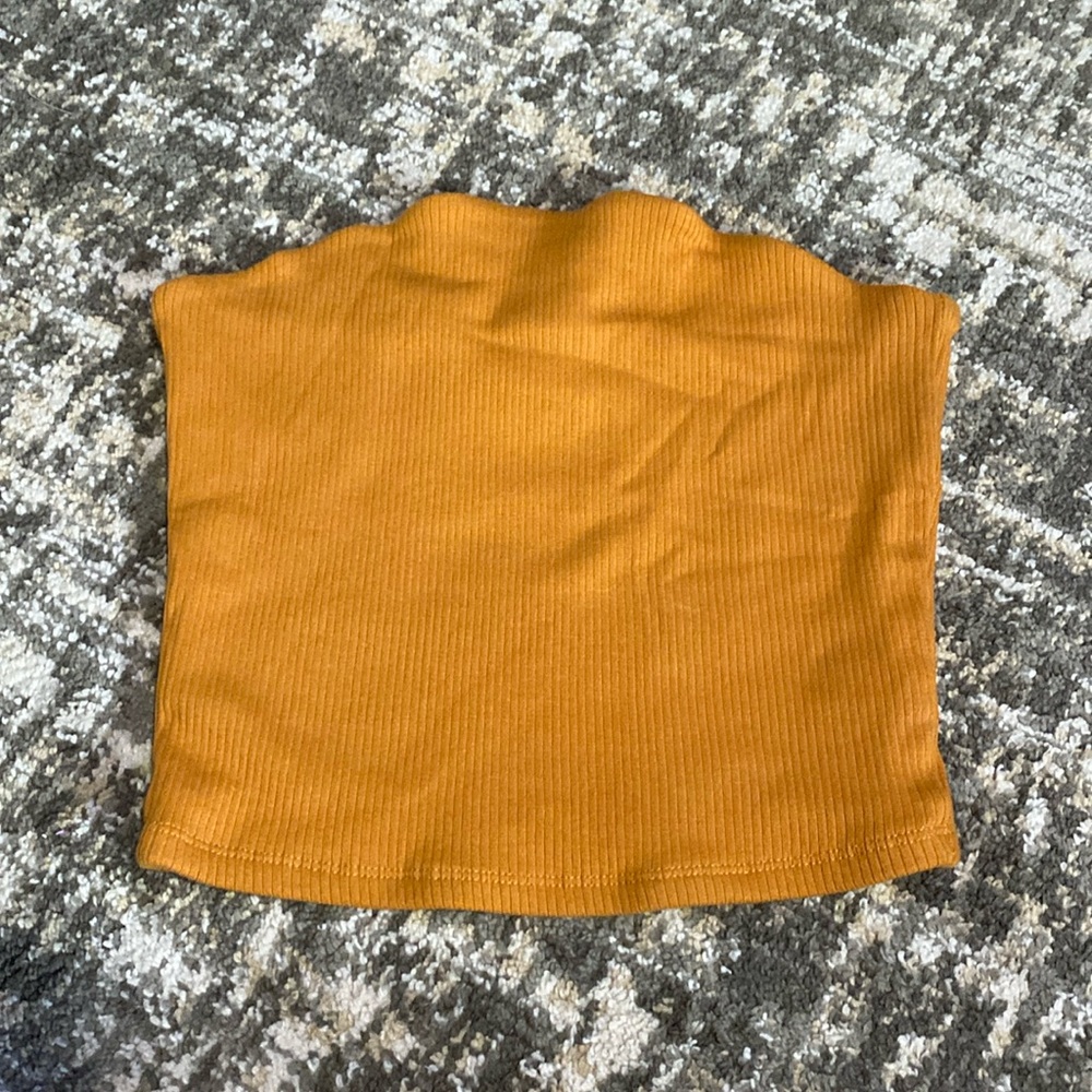 Garage Orange Strapless Crop Top